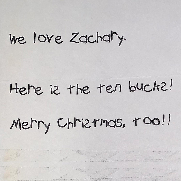 Thank you note about Zachary Font